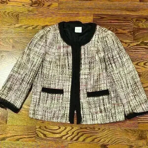 KATE HILL size 10 brocade Women's acrylic Jacket Azalea Pink & Black